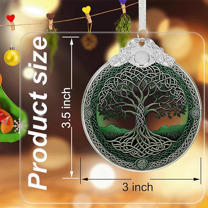 Tree of Life Crystal Glass Hanging Ornaments for Christmas Tree and Xmas Gift Exchange - Tree of Life Stained Glass Ornament - Christmas Tree Decor, Holiday Keepsake Present Idea
