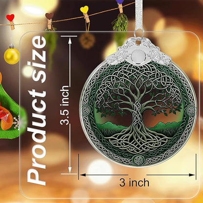 Tree of Life Crystal Glass Hanging Ornaments for Christmas Tree and Xmas Gift Exchange - Tree of Life Stained Glass Ornament - Christmas Tree Decor, Holiday Keepsake Present Idea