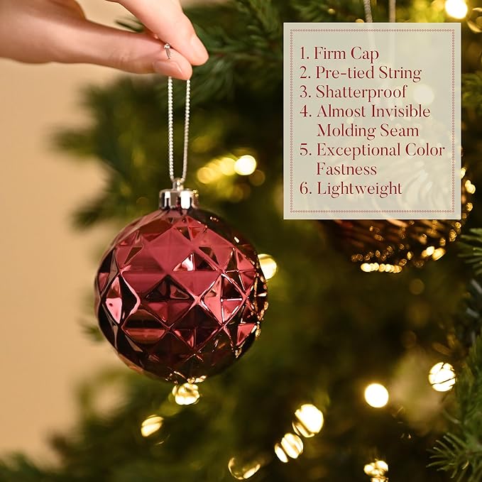 Valery Madelyn 100ct Christmas Tree Decorations Ball Ornament Set, Copper Gold Purple Shatterproof Hanging Ornaments Bulk for Fall Thanksgiving Autumn Harvest Xmas Holiday Party Decor