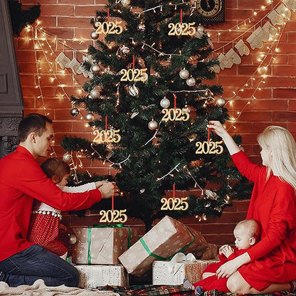 FLYAB 2025 Christmas Ornaments Metal Dated Hanging Ornament for Christmas Tree Decorations 2025 Gold Keepsake Gifts for Women Friend Girl Teens Coworkers Xmas Stocking Stuffers Holiday Party Supplies