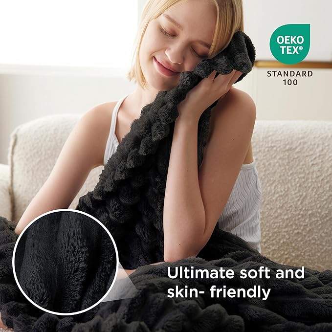 Bedsure GentleSoft Black Throw Blanket for - Cozy Soft Blankets for Women, Cute Small Fleece Throws for Girls, 50x60 Inches