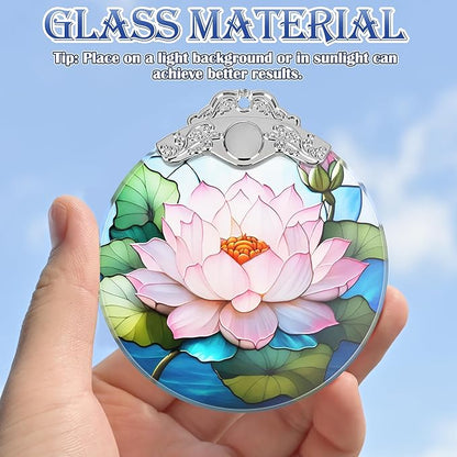 Lotus Stained Glass Ornament - Christmas Tree Decorations, Lotus Ornaments for Christmas Tree, Holiday Presents