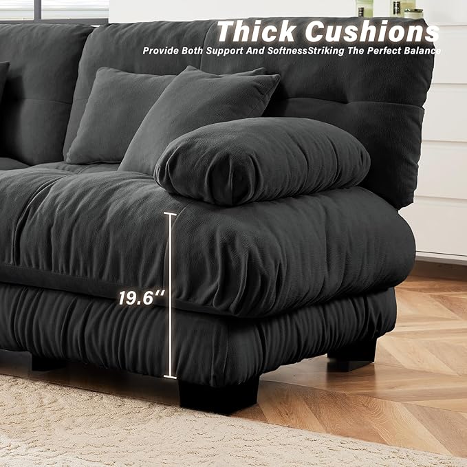 SoarFlash 133.8” Sectional Sofa 3 Seat Couch, L Shaped Modern Sofa with Solid Wood Legs, Couches Sofas for Living Room Apartment, Comfortable Small Couches for Small Spaces, Grey