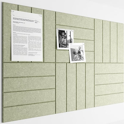 Bumusty Large Cork Board Alternative-36 x24 Felt Bulletin Board Tiles, with 30 Pushpins, 40 Adhesive Tabs, 6-Pack Slat Wall Paneling, Cork Boards for Office Push Pin Board Felt Board-Sage