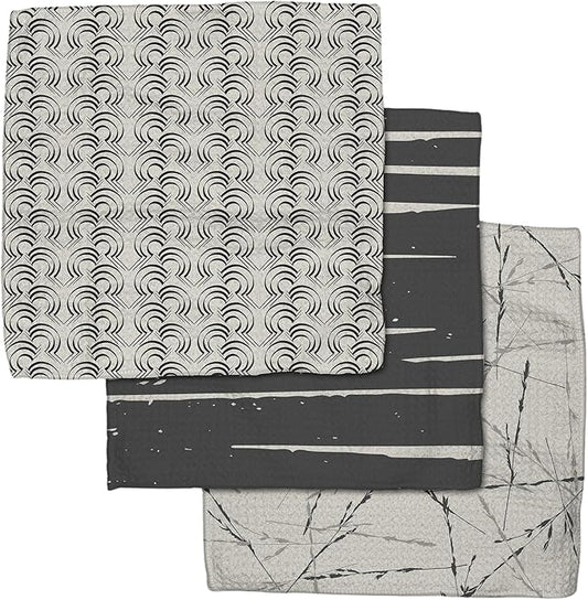 GEOMETRY Kitchen Dish Cloths Quick Dry Premium Dish Rags with Geoweave 3 Pack Set Night Reeds