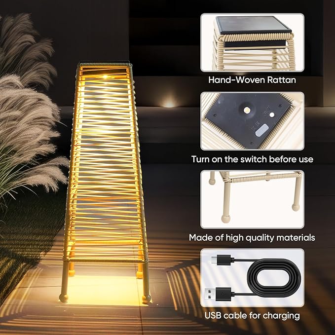 Outdoor Solar Floor Lamp, Upgraded Patio Lights, Brighter Outdoor Lamps for Patio, Auto On/Off Patio Lamps Outdoor for Yard Garden Patio Lawn Decor