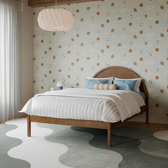 Babyletto Bondi Full Size Bed Frame - GREENGUARD Gold Certified - Full Size Platform Frame with Arched Headboard - Universal Mattress Fit - No Box Spring Needed - Durable Bedroom Furniture - Walnut