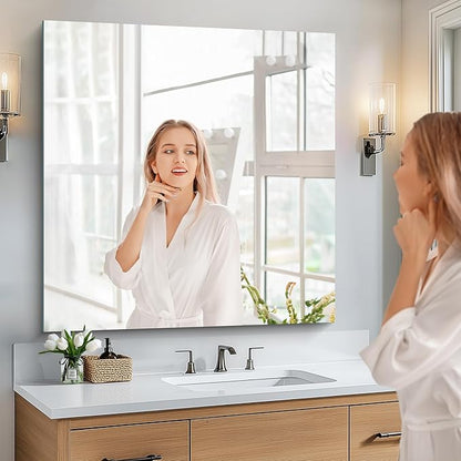 KOCUUY Large Frameless Mirror,36x36 Inch Square Bathroom Vanity Mirror for Over Sink, Upgraded Shatterproof Unframed Design for Bedroom, Living Room, Entryway