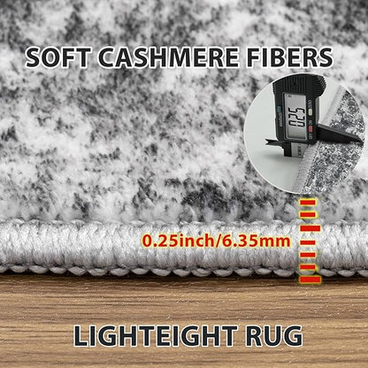 8x10 Area Rugs for Living Room Rug Washable: Abstract Large Rug for Dining Room Bedroom Carpet Non Slip 8 by 10 Indoor Modern Nursery Home Office Black Grey