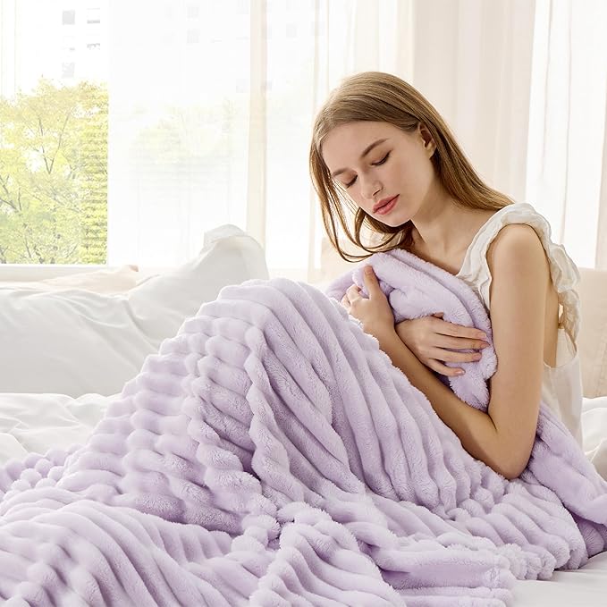 Bedsure GentleSoft Lavender Fog Fleece Blanket for - Cozy Soft Blankets for Women, Cute Small Throws for Girls, 60x80 Inches