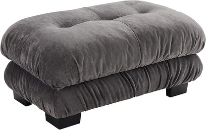 SoarFlash Velvet Sectional Sofa Ottoman, Grey