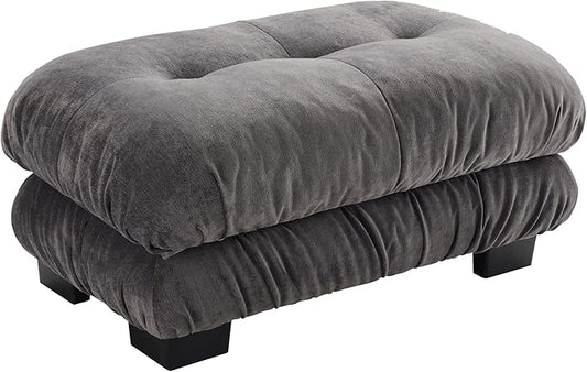 SoarFlash Velvet Sectional Sofa Ottoman, Grey