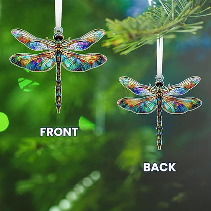 OASSIE Christmas Dragonfly Gifts for Women - Acrylic Christmas Ornaments 2025 for Tree with Card - Dragonflies Decor for Home Garden Decorations, Gifts Ideas for Mom Grandma Friends