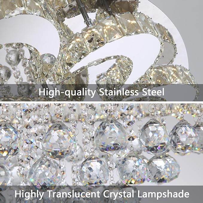 Modern Chandelier Living Room Light Large Luxury Chandeliers for High Ceiling Foyer Entryway Lights Dimmable 110W LEDs Crystal Silver Lighting Fixtures