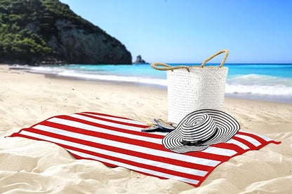 Utopia Towels 4 Pack Cabana Stripe Beach Towel Oversized 100% Ring Spun Cotton Beth Towels Highly Absorbent Quick Dry, Red