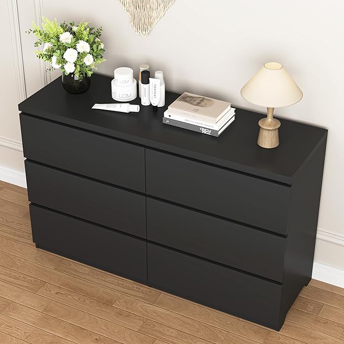 Dresser for Bedroom,Modern Large Wood Dresser,8 Chest of Drawers,Living Room,Hallway,Entryway,TV Stand Drawer Organizer(Black)