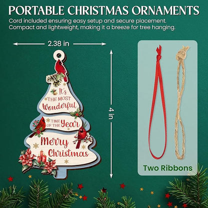 Christmas Cardinal Gifts for Women Men - Double Layered Wooden Red Cardinal Christmas Ornaments 2025 - Sympathy Gifts for Loss of Loved One, Memorial Gift Ideas for Xmas Tree Decorations