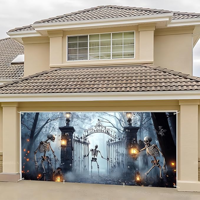6 x 13 ft Halloween Garage Door Decorations Halloween decorations Witch Door Cover, Hanging Banner, Cauldron Backdrop Mural for Home, Outdoor, Indoor, Spooky Party, Wall, Window (Gates)