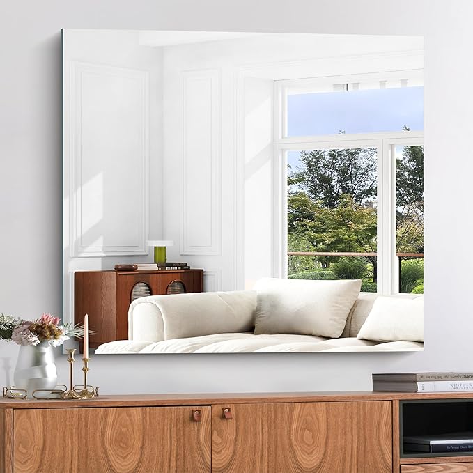 KOCUUY Large Frameless Mirror,36x40 Inch Rectangle Bathroom Vanity Mirror for Over Sink, Upgraded Shatterproof Unframed Design for Bedroom, Living Room, Entryway