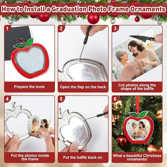 COCHIE Retirement Gift for Teacher Woman Men from Student, Thank You Teacher Appreciation Gift, Personalized Metal Picture Frame Retirement Ornament Keepsake, Christmas Teachers Gifts Ideas