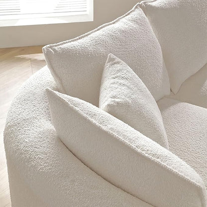 125'' Modern Curved Cloud Sofa Luxury Living Room 5 Seater Combo Sofa Cloud Curve Design Mid Century Upholstered Sofa with Ottoman for Living Room Bedroom Apartment(Boucle+Left Facing, Beige)