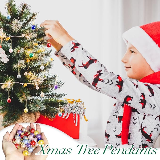 120Pcs Christmas Mini Ball Ornaments,0.6" Glitter Multicolor Christmas Ball,Xmas Tree Hanging Decorations Pendants for Party,Decor,Outdoor,Indoor,DIY,Craft,Holiday Supply,Gift Fillers