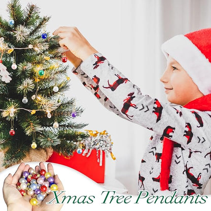 120Pcs Christmas Mini Ball Ornaments,0.6" Glitter Multicolor Christmas Ball,Xmas Tree Hanging Decorations Pendants for Party,Decor,Outdoor,Indoor,DIY,Craft,Holiday Supply,Gift Fillers