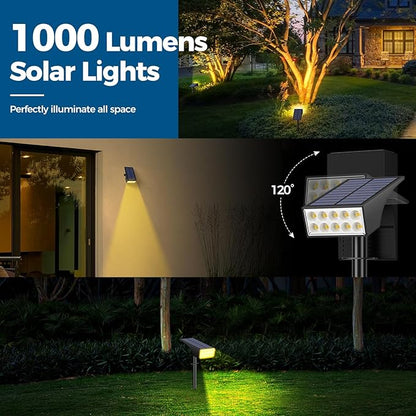Solar Lights Outdoor Waterproof IP65, [12 Pack/4 Modes] Spot Solar Light for Outside, Dusk to Dawn LED Solar Powered Yard Garden Landscape Lighting Spotlights for Path Patio Walkway, Warm White