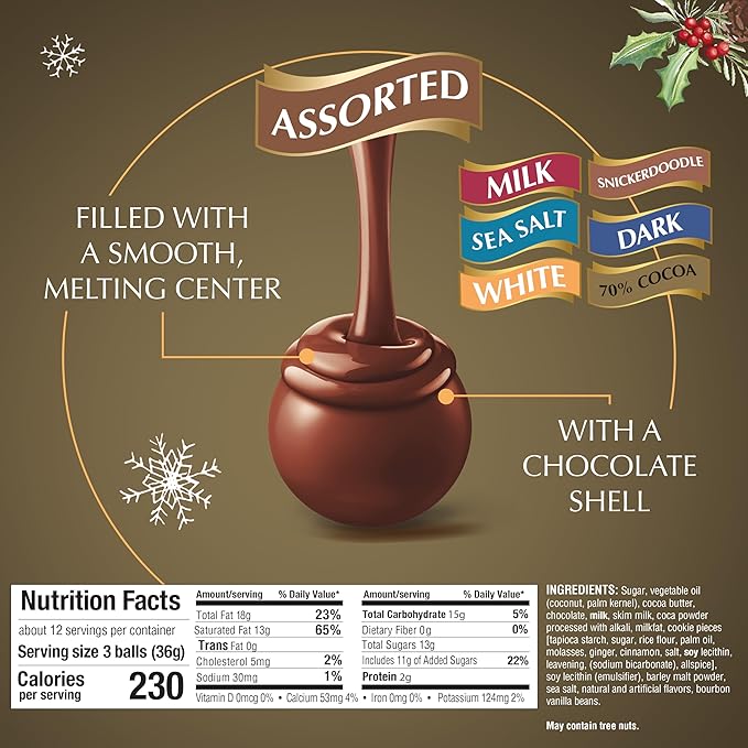Lindt LINDOR Holiday Deluxe Assorted Chocolate Candy Truffles Gift Box, 15.2 oz.