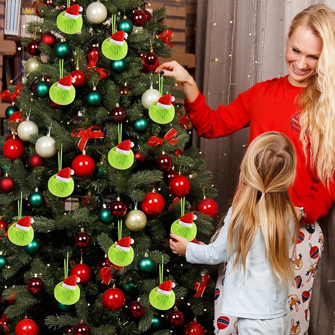 ASTARON 12 Pcs Christmas Lime Green Furry Ball Ornaments for Christmas Tree Decorations Soft Faux Fur Pom Pom Ball Ornaments for Fireplace Mantel Wall Xmas Decor Party Supplies