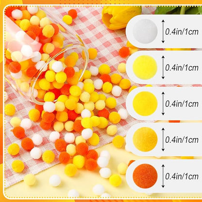 SEPGLITTER 1000 Pieces Yellow Series Pom Poms Balls 5 Colors Yellow White Pom Poms for Crafts Making DIY Class Creative Activities Holiday Home Decorations Supplies