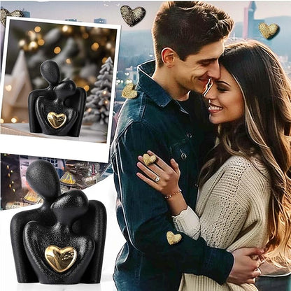 Mini Couple Statue Tv Stand Decor Items for Living Room Home Decor,Bedroom Decor for Couples Sculpture for Anniversary Wedding,Love Gifts for Couples 2025,Knick Knacks for Shelve (Black, 3.15in)