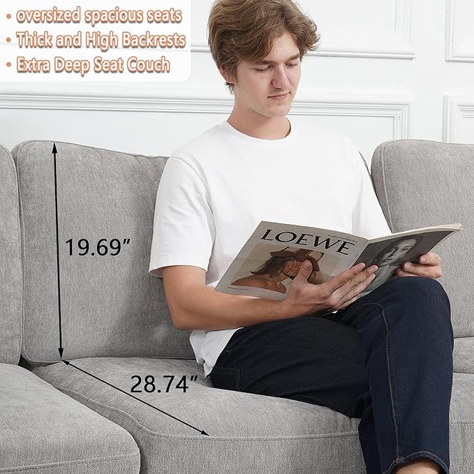 EASE MOOSE Modular Sectional Couch,Chenille Large L Shape Sectional Sofa Modern Luxury Deep seat Modular Sofa Removable and Washable