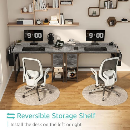 Lufeiya Computer Desk with Fabric Drawers, 40 Inch Gaming Desk for Small Space Home Office, Modern Simple Study Writing Table PC Desks for Bedroom, Gray