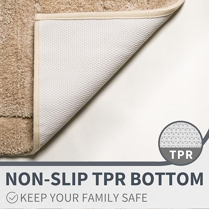 GRANNY SAYS Bathroom Rugs Non Slip, 16" x 24", Bath Rugs for Bathroom Washable, Bath Mats for Floor, Microfiber Bath Mat for Tub, Absorbent Bath Rugs for Shower Room, Khaki