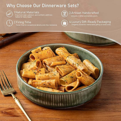 GBHOME 7.5'' Stoneware Pasta Bowls, Serving Bowls Set of 6 for Kitchen, Double Reactive Glaze Bowls for Fruit,Pasta,Salad,Oatmeal,Meal, Microwave Safe (6 pcs)