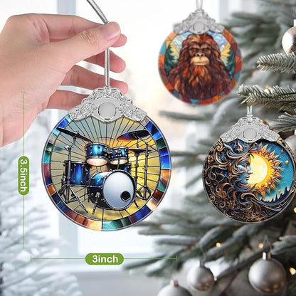 Christmas Ornament, 2025 Ornaments for Christmas Tree, Stained Glass Hanging Ornament, Holiday Ornaments, Unique Gift Idea - Drum Set