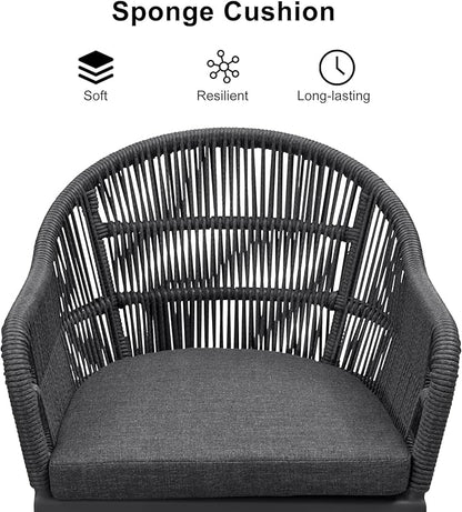 PURPLE LEAF 9 Pieces Patio Dining Set with Outdoor Aluminium Square Dining Table and Woven Rattan Chairs Modern Metal Furniture Cushions Sets for Garden Yard Indoor Decor Kitchen Grey