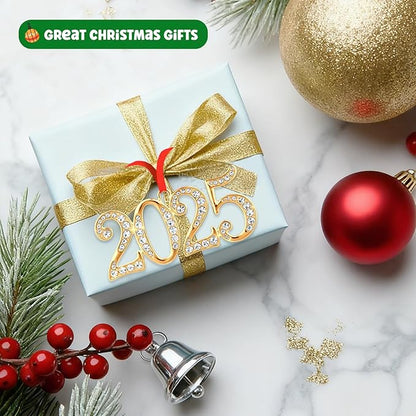 FLYAB 2025 Christmas Ornaments Metal Dated Hanging Ornament for Christmas Tree Decorations 2025 Gold Keepsake Gifts for Women Friend Girl Teens Coworkers Xmas Stocking Stuffers Holiday Party Supplies