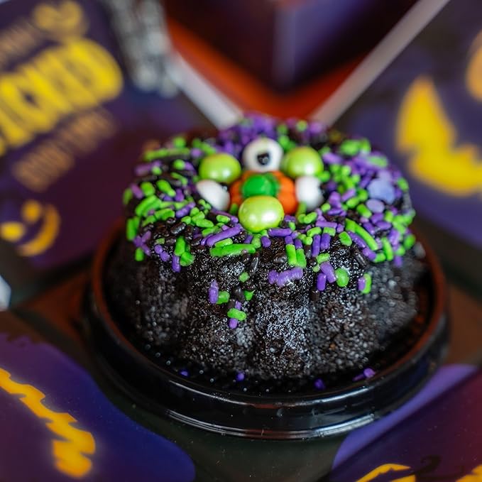 Send A Cake Wicked Halloween Explosion Gift Bundle – Spooky Surprise Box with Flying Bats, 3" Chocolate Witch Cauldron Cake, Music & Lights – Fun Halloween Treat for Kids & Adults