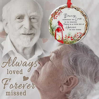 Memorial Christmas Cardinal Ornament - Sympathy Family Keepsake for Christmas Tree - Loss of Loved One