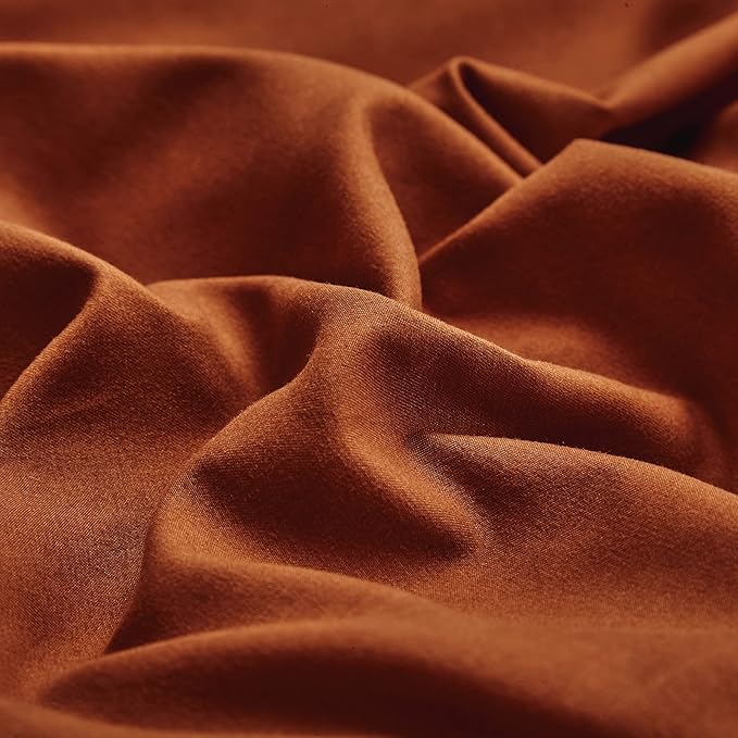 CLOTHKNOW Burnt Orange King Size Comforter Set Rust Bedding Comforter Sets Cinnamon Comforter Soft Rust Brownish Comforter with 2 x Pillow Cases
