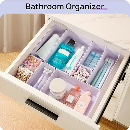Vtopmart 25 PCS Plastic Drawer Organizers Set, 4-Size Versatile Bathroom and Vanity Drawer Organizer, Storage Bins for Makeup, Bedroom, Kitchen Gadgets Utensils and Office
