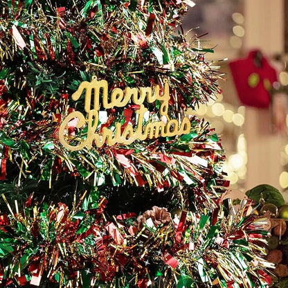 50Ft Christmas Red Green and Gold Tinsel Garland Metallic Twist Shiny Garland for Xmas Christmas Tree Ceiling Hanging Decorations Holiday Wedding Home Party Supplies Indoor Outdoor Decor
