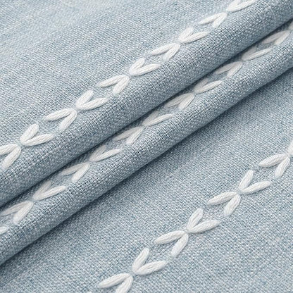 MitoVilla Blue Boho Fabric Shower Curtain, Modern Farmhouse Polyester Linen Shower Curtains for Vintage Rustic Bathroom Decor, Country Tassel Thick Cloth Shower Curtain, 72 x 72