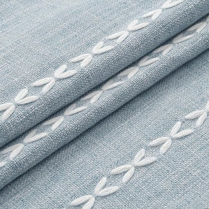 MitoVilla Boho Extra Long Shower Curtain 72 x 84, Blue 84 inch XL Polyester Linen Tassel Fabric Shower Curtain Set with Hooks for Vintage Country Farmhouse Bathroom Decor, Thick & Wrinkle Resistant