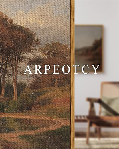 ARPEOTCY Vintage Framed Canvas Wall Art, Living Room Autumn Scenery Pictures Fall Wall Decor, Large Prints Art, Kitchen Landscape Paintings Farmhouse Retro Country Home Decorations, 24x36 Inch