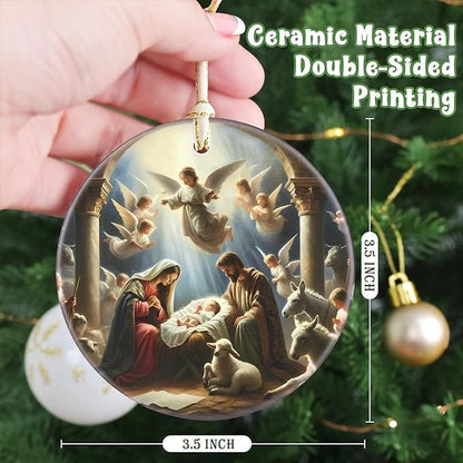 Nativity Christian Ornament - Religious Gift Idea for Christmas Tree Decor