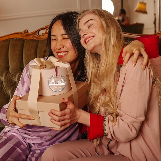 Our First Christmas in Our New House 2025 Christmas Glass Ornament 2025 - Ornament Glass Hanging Decoration for Holiday Travel, Welcome Gift for Her, Couples, or New Owners/A04