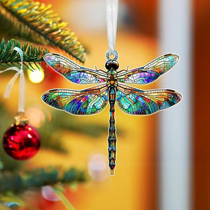 OASSIE Christmas Dragonfly Gifts for Women - Acrylic Christmas Ornaments 2025 for Tree with Card - Dragonflies Decor for Home Garden Decorations, Gifts Ideas for Mom Grandma Friends
